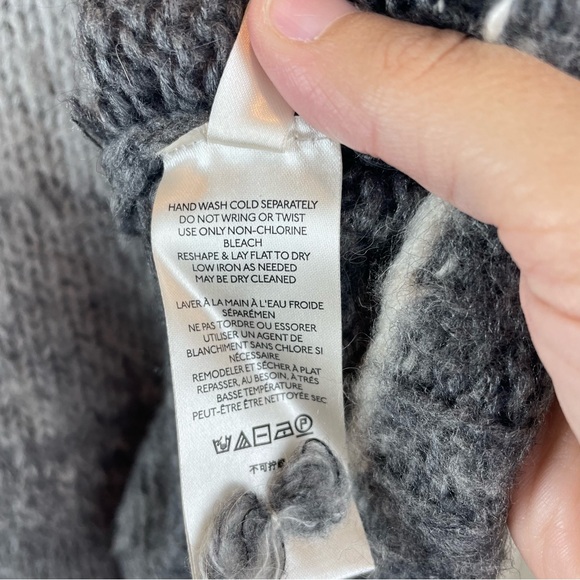 Anthropologie Gray Black Wool Alpaca Stripe Knit Sweater Women Medium Boho - Picture 8 of 9